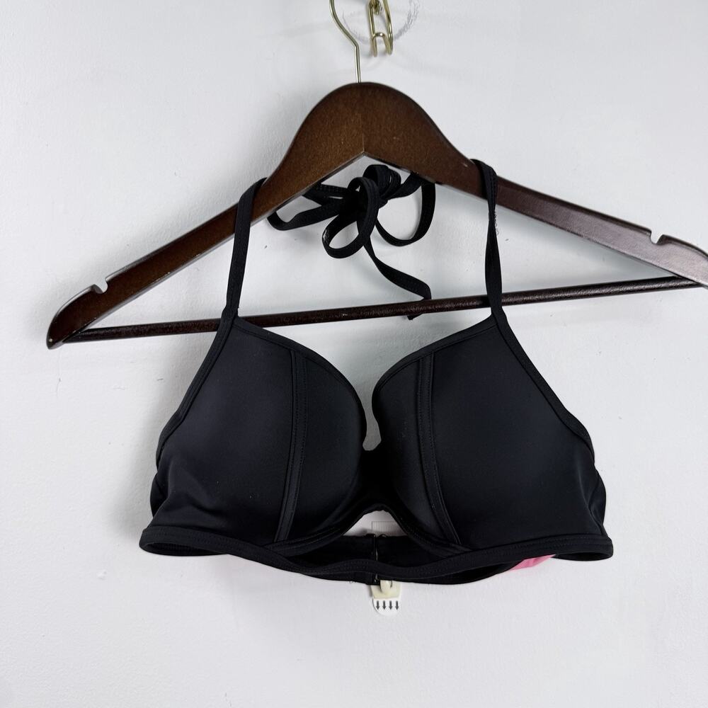 VS Pink Underwired Push Up Full Covered Bikini Top Swimwear Sz Meduim A/C Black